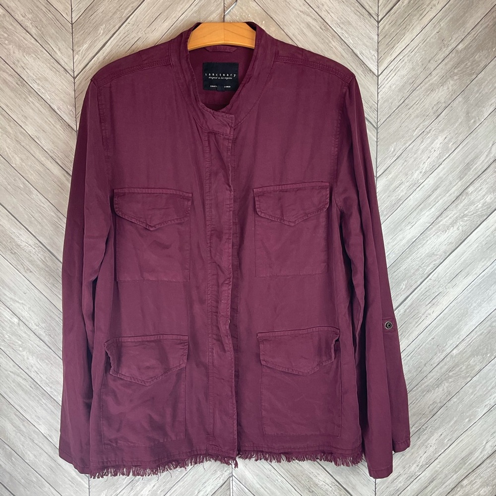 Sanctuary Roy Raw Hem Frayed Utility Jacket XL